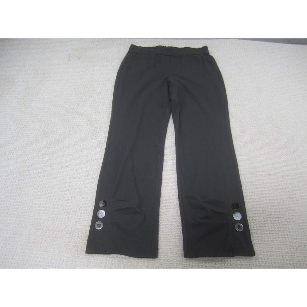 Soft Surroundings Black Cropped Ankle Pants with Button Detail